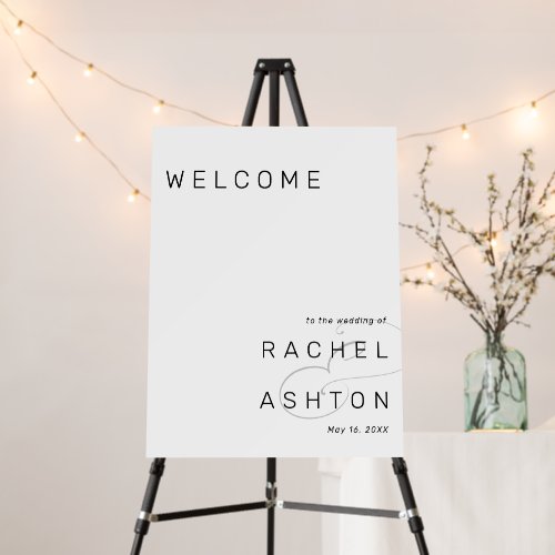 Minimalist Black and White Wedding Welcome Foam Board
