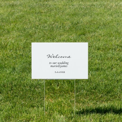 Minimalist Black and White Wedding Welcome Yard Sign