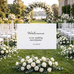 Minimalist Black and White Wedding Welcome Yard Sign