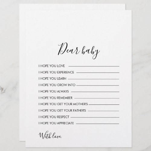 Minimalist Black and White Wishes for Baby