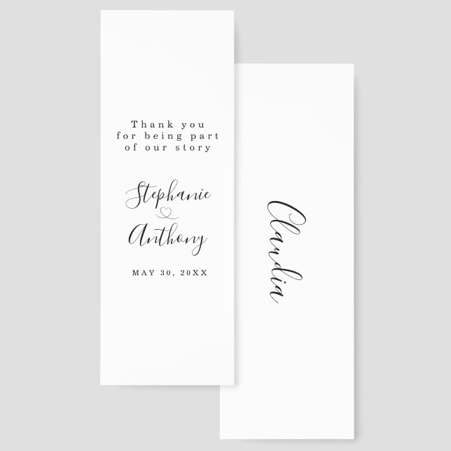 Minimalist Black and White With a Heart Wedding    Bookmarks (Front & Back)