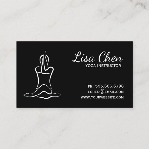 Minimalist Black and White Yoga Instructor Business Card