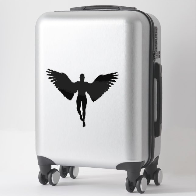 Minimalist Black Angel Silhouette Sticker (Suitcase)
