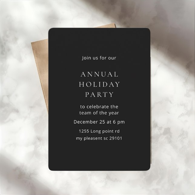 Minimalist Black Annual Holiday Party  Invitation (Creator Uploaded)