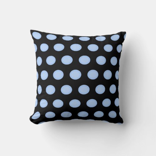 Minimalist Black  Aqua Blue Polka Dots Throw Pillow