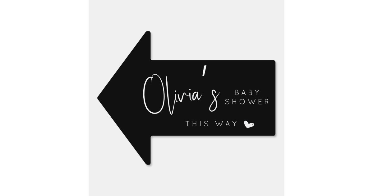 Minimalist black baby shower this way arrow sign Zazzle