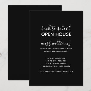 Minimalist Black Back to School Open House Invitation