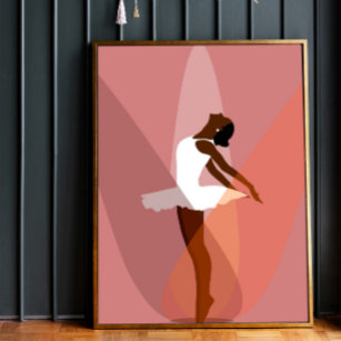 Minimalist Black Ballerina African American dancer Poster