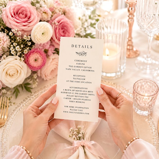 Minimalist Black & Beige Wedding Details Card (Creator Uploaded)