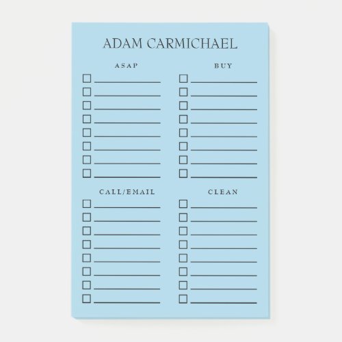 Minimalist Black  Blue Organized Things to Do Post_it Notes