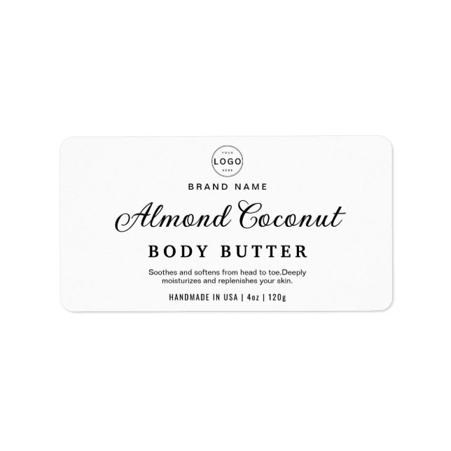 Minimalist Black Body Scrub Cosmetic Jar Product Label (Front)