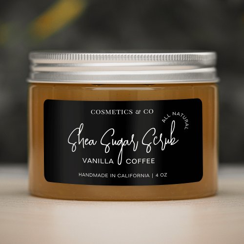 Minimalist Black Body Scrub Cosmetic Jar Product Label
