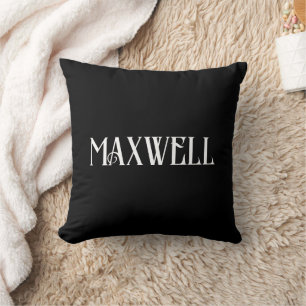 Minimalist Black Bold Personalized Family Name Throw Pillow