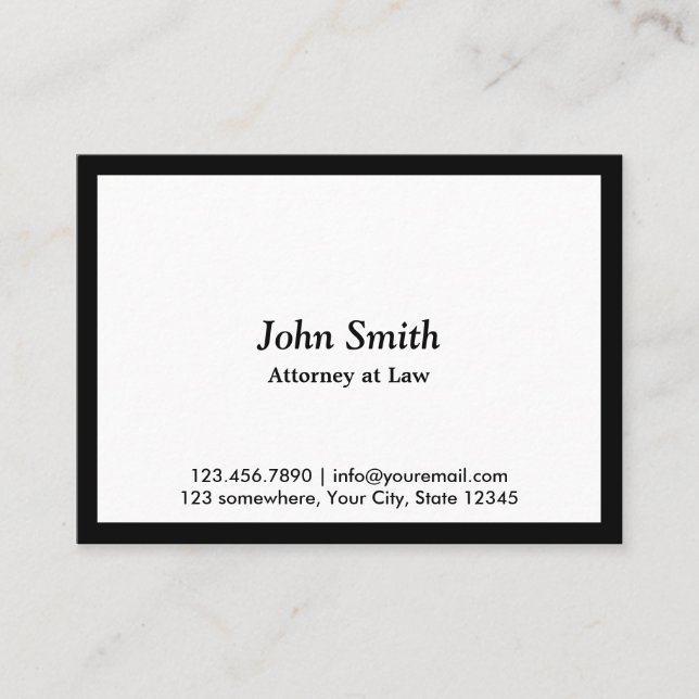 Minimalist Black Border Attorney Lawyer Business Card (Front)