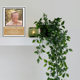 Minimalist Black Border Gold Name Quotes Funeral Program