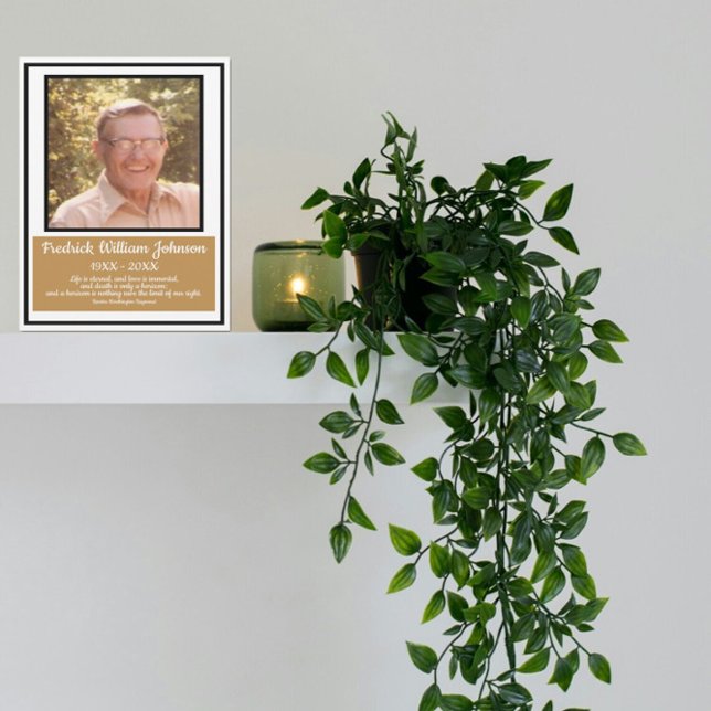 Minimalist Black Border Gold Name Quotes Funeral  Program (Creator Uploaded)