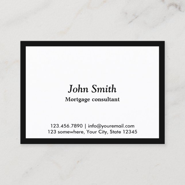 Minimalist Black Border Mortgage Agent Business Card (Front)
