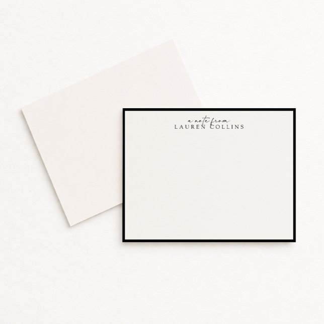 Minimalist Black Border Personalized Note Card (Creator Uploaded)