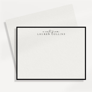 Minimalist Black Border Personalized Note Card