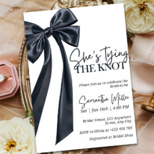 Minimalist Black Bow Bridal Shower Invitation Temp