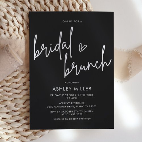 Minimalist Black Bridal Brunch Invitation