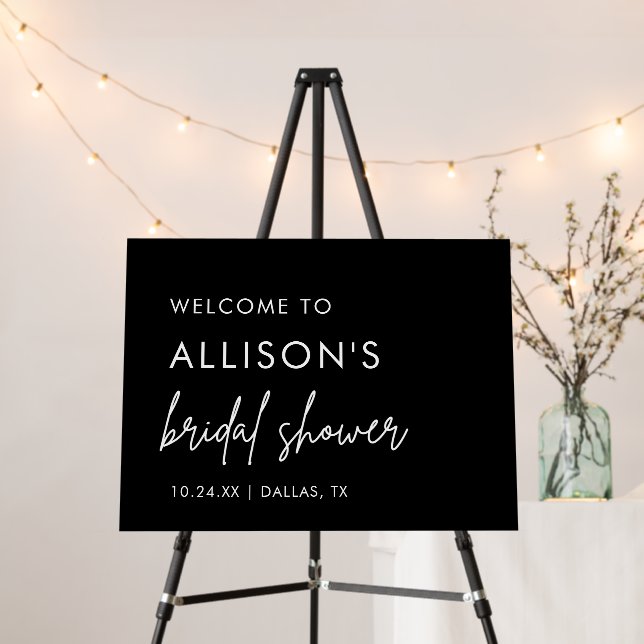 Minimalist Black Bridal Shower Welcome Foam Board (In Situ (Stand))
