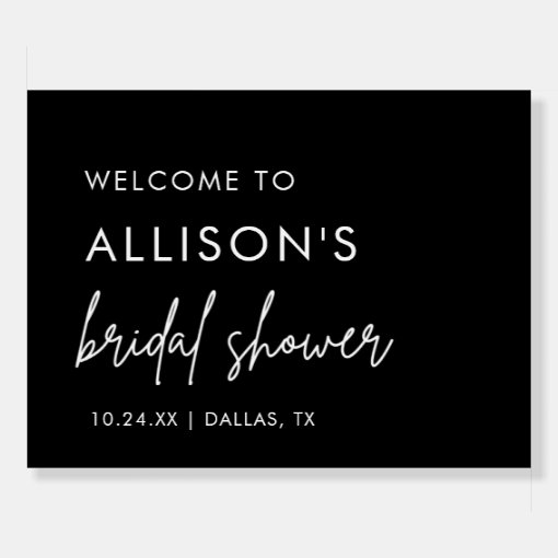 Minimalist Black Bridal Shower Foam Board Zazzle