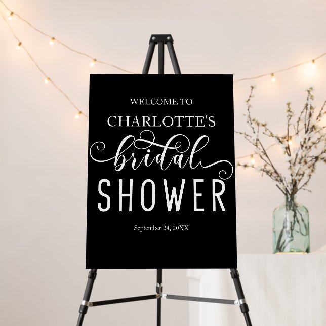 Minimalist Black  Bridal Shower Welcome Sign (In Situ (Stand))