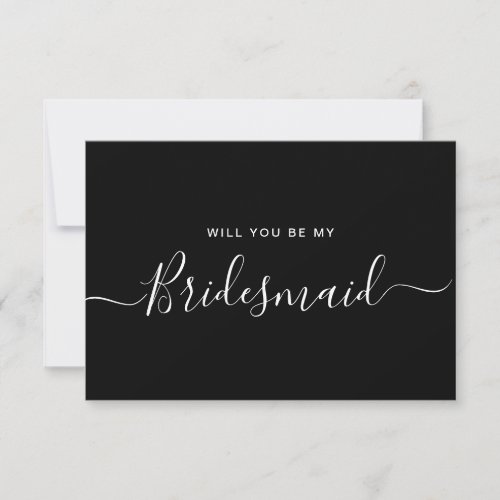 Minimalist Black Bridesmaid Proposal Invitation