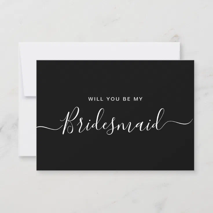 Minimalist Black Bridesmaid Proposal Invitation | Zazzle