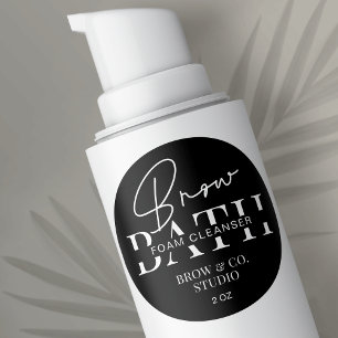 Minimalist Black Brow Bath Cleanser Packaging Classic Round Sticker