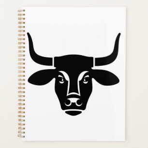 Minimalist Black Bull Head Ox Silhouette Planner