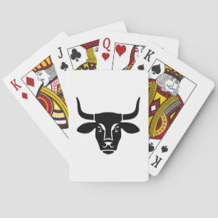 Minimalist Black Bull Head Ox Silhouette Poker Cards