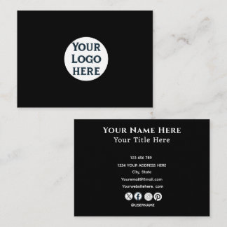Minimalist Black Business Card with Custom Logo
