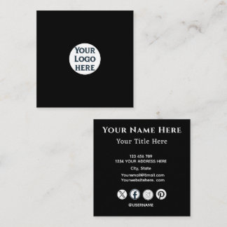 Minimalist Black Business Card with Custom Logo