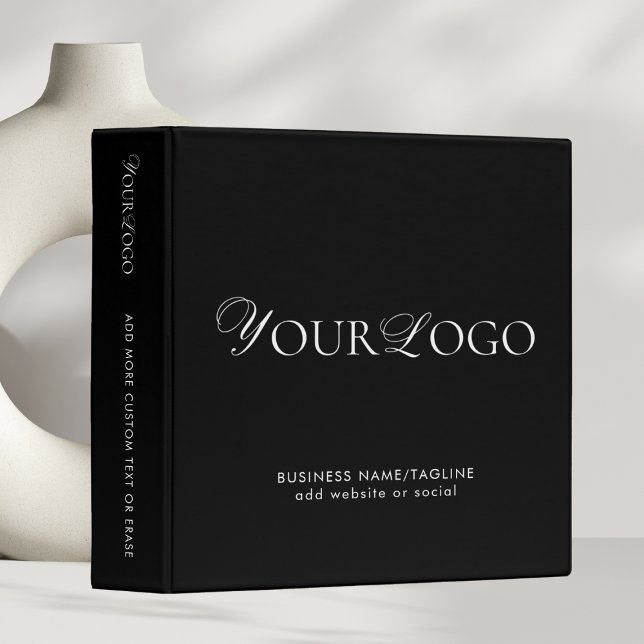 Minimalist Black Business Company Custom Long Logo 3 Ring Binder (Creator Uploaded)