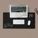 Minimalist Black Business Logo Monogram Quote Desk Mat<br><div class="desc">Add a personalized touch to your work space with this minimalist black and white desk mat with space for your initials or company logo as well as a motivational quote that reads 'Working On My Dreams'. This modern computer desk mat design is perfect to use in your home office or...</div>