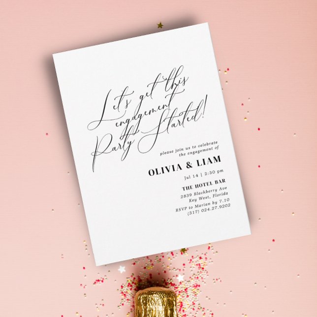 Minimalist Black Calligraphy Engagement Party  Invitation (Creator Uploaded)