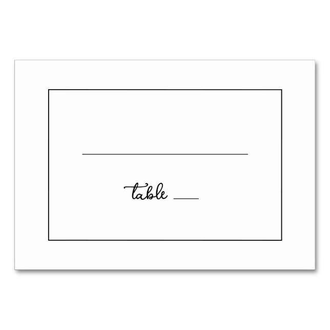 Minimalist Black Calligraphy Label Table Number (Front)