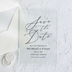 Minimalist Black Calligraphy Wedding Save the Date