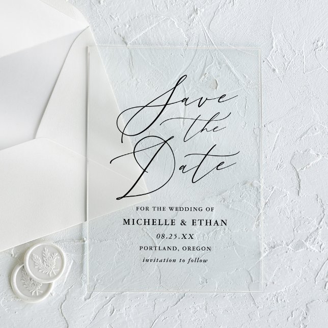 Minimalist Black Calligraphy Wedding Save the Date (Creator Uploaded)