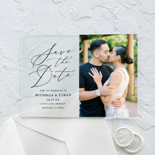 Minimalist Black Calligraphy Wedding Save the Date