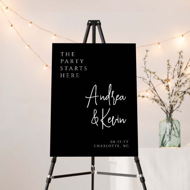 Minimalist Black Calligraphy Wedding Welcome Sign (In Situ (Stand))