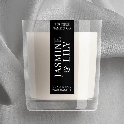 Minimalist Black Candle Jar Thin Vertical Label