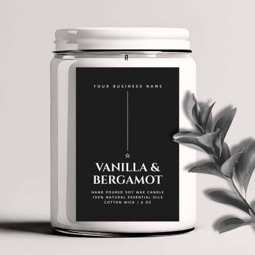 Minimalist black candle product label