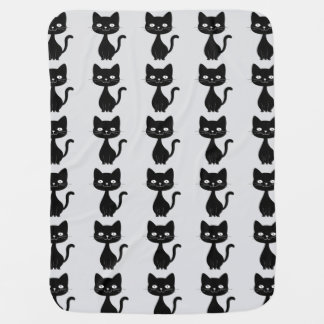 Minimalist Black Cat Cartoon Funny Cat Illustratio Baby Blanket