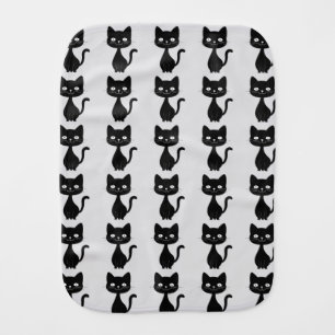 Minimalist Black Cat Cartoon Funny Cat Illustratio Baby Burp Cloth