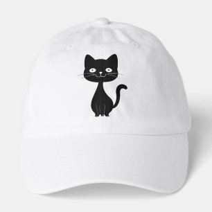 Minimalist Black Cat Cartoon Funny Cat Illustratio Hat