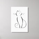Minimalist Black Cat On White  Canvas Print at Zazzle