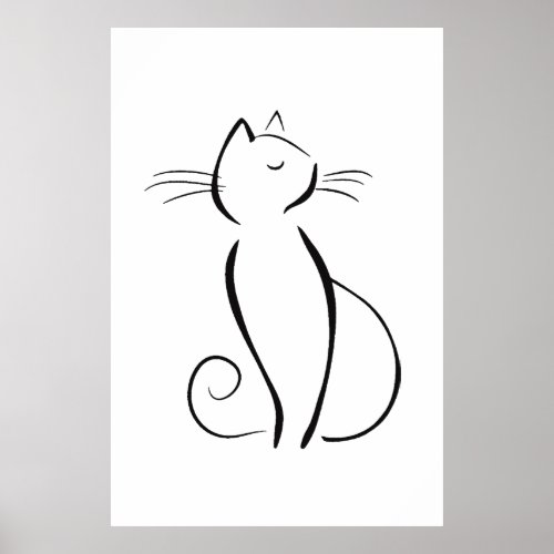 Minimalist Black Cat On White Poster